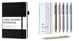 Taja A5 Lined Journal Notebook 160 Pages and Gel Pens, 6 Pcs Quick Dry Blcak Gel Ink Pens