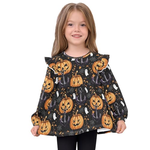Pumpkin Boat Anchor Girls Shirts Cotton Long Sleeve Ruffle Toddler Tee Tops3