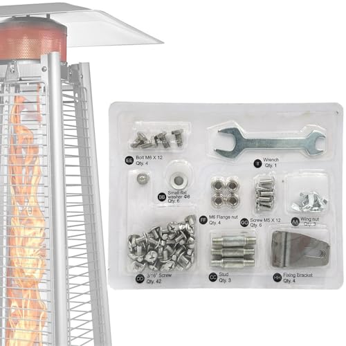 Pyramid Propane Patio Heater ​Master Bolt Set Replacement Parts - Square Glass Tube Patio Heater Replacement Hardware Parts (Replace Screws)