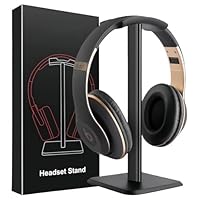 Headset Ständer, Headset Halterung, Gaming Kopfhörer Stander, Kopfhörerhalter Kopfhörerständer Ständer für Over Ear Kopfhörer Kopfhörer Haken mit Rutschfestem TPU-Silikon für Tisch Vitrine (Schwarz)