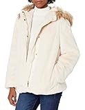 Damen Calvin Klein Damen womens faux fur hooded coat Kunstfellmantel, CRM, Large