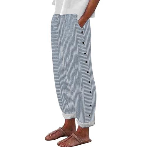 MTIZJDYX Yoga Capris with Pockets for Women Linen Capris for Women Casual Solid High Waist Lounge Yoga Cropped Trousers Trendy Outfit with Pockets