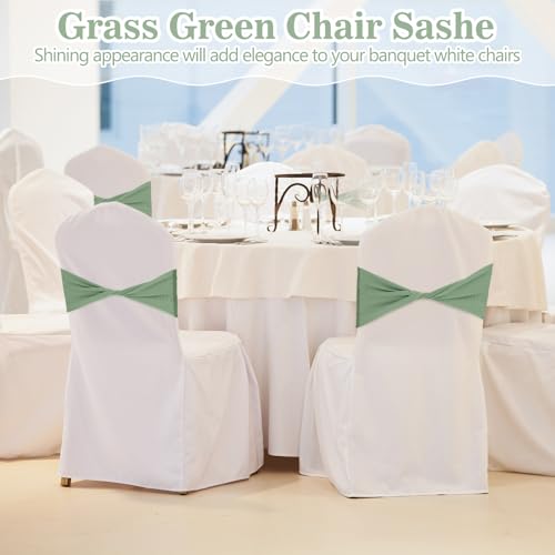 Kinlop 50 Pcs Spandex Chair Sashes Bows Chair Bands Slider Sashes for Covers Elastic Bands Ties Without Buckle Decorations for Wedding Party Events Ceremony Birthday(Sage Green) - Thumbnail 5
