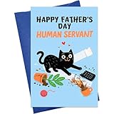 HEYINSHEN Funny Cat Father's Day Card Fathers Day Cards for Cat Dad Happy Father's Day Card for Kitty Dad Fathers Day Greeting Cards with Envelop for Cat Daddy Grandfather Human Servant