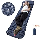 DDD Ultra-Light Inflatable Camping Sleeping Pad with its Built-in Foot Pump and Pillow - The Ultimate Camping pad, Hiking pad, Backpacking Pad and Lightweight for a Outdoor Sleep——Navy Blue