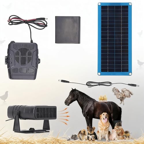 Solar Heater for Chicken Coop,30W Solar Powered Heater for Greenhouse,Portable Car SolarPanel Kit with Overheat Protection, Drying Heating Pet House Warm Wind Gear,Windshield Defogger