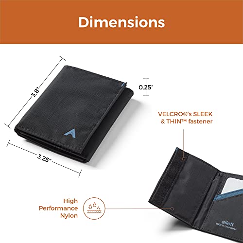 Allett Trifold Wallet, Jet Black | Nylon, RFID Blocking | Slim, Minimalist, Water Resistant, Thin, Front Pocket | Holds 2-12 Cards, Flat Bills, Receipts & Coins | For Men & Women4
