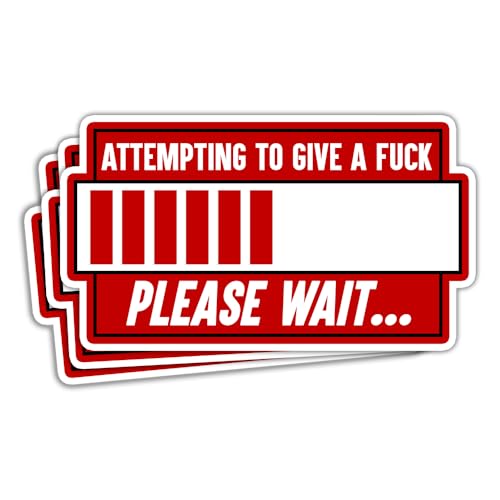 SUNHADO (3 Pcs) Attempting To Give A Fuck Please Wait Sticker Funny Hard Hat Stickers For Men Adult Humor Stickers Sarcastic Stickers Gag Gifts Decorations Toolbox Laptop Water Bottle Car Window 3