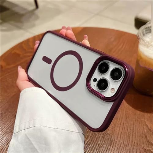 Coque de téléphone magnétique de luxe transparente ornée d'un cadre chic pour iPhone 14