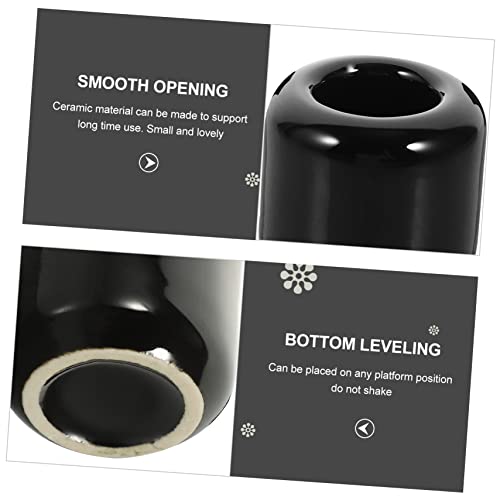 Dikaca 5Pcs Ceramic Candle Holder Black Candle Holders Candle Sconces Round Black Ceramics #TOP1