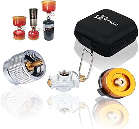 Butane Refill Adapter Isobutane Fuel Canister Isobutane Canister Butane Propane adapter with Exhaust Air Pressure Button / Great for jetboil fuel Canister  EN417 Lindal Valve Canister Shifter / Backpacking Camping Stove Adapter