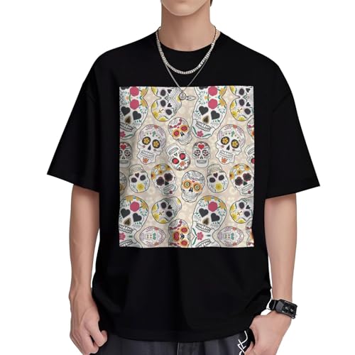 T-shirt homme col rond motif mexicain haut manches courtes coton respirant taille S-XL