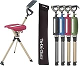 Ta Da Chair Série 2 Pro   Canne de Marche avec siège, Cadre léger en Aluminium, Tabouret Pliable Robuste (jusqu'à 136 kg), Facile à Plier, idéal pour la randonnée et l'extérieur   Rouge, Ajustable