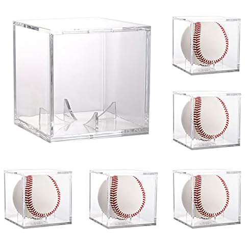Tebery 6 Pack Acrylic Baseball Display Cases Cover