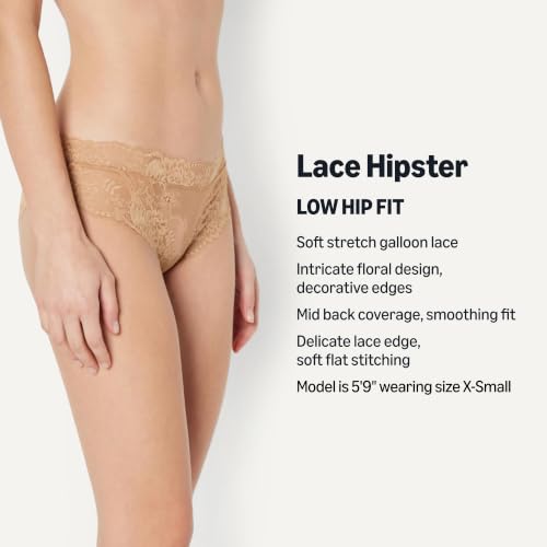 Amazon Essentials Women's Stretch Galloon Lace Knickers, Bikini, Hipster, Thong & High Waisted Styles, Pack of 6, Black / White / Washed Bronze, X-Large - image 2