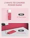 Portable Charger Built-in Cables and AC Wall Plug, VRURC USB C Power Bank 10000mAh, Travel Battery Portable Phone Charger Compact Lightweight External Battery Pack for SmartPhones,Tablets-Viva Magenta