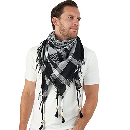 Lovarzi 43230-147851 Skull Scarf For Men & Women - Palestinian Shemagh Tactical Cotton Square Scarf - Pirate Bandana Head Neck Wrap With Skulls - Goth Accessories Halloween Scarf thumb #8