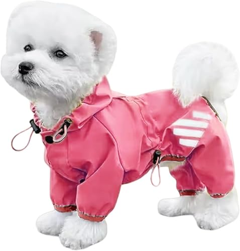 Manteau de pluie pour chiens, veste imperméable avec capuche, manteau de pluie avec trou pour laisse, sangle réfléchissante pour chiens de petite et moyenne...