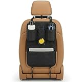 Swigzy Premium Seat Back Organizer & Kick Mat Protector with Large Water Bottle Holders - Cordura Nylon Auto Storage - Laptop Pocket & Sag-Free Adjustable Fit
