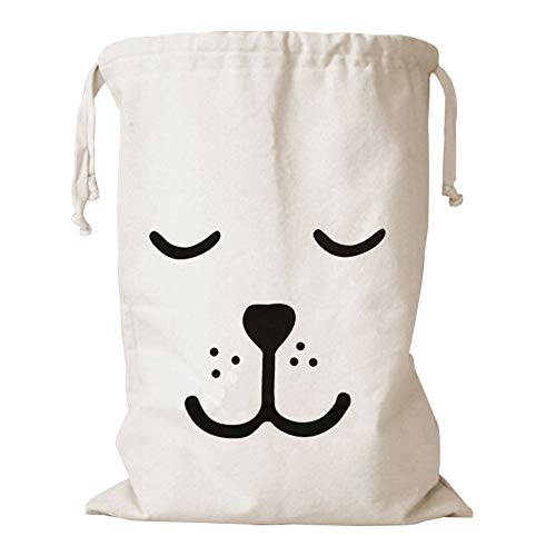 Image of Lependor Canvas Duffle Storage Heavy Duty Basket Laundry Bag with Drawstring Produce Folding Organizer Personalized Gift for Travel Washing Machine - Sleep,18" x 26"