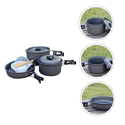 KOMBIUDA Style Camping Pan Portable Folding Cookware Kit for Propane Grill Complete Cooking Utensils