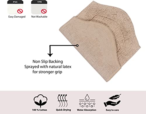 Home Weavers Waterford Collection 100% Cotton Tufted Bath Rug, Extra Soft and Absorbent Bath Rugs, Non-Slip Bath Mats, Machine Washable Bath Mats for Bathroom, 4 Piece Set with Runner, Linen by Home Weavers - Image 6