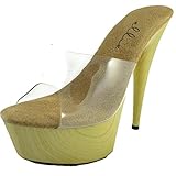 Ellie Shoes Mya 6 Inch Wood Stiletto Platform Slip On Mule Heel (Clear;8)