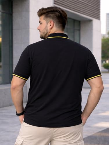 Image of Veirdo Men's Classic Fit Plus Size Polo T-Shirt, Half Sleeve, Stylish Cotton Tee, Formal & Casual Wear, Comfortable & Durable (3XL-5XL)
