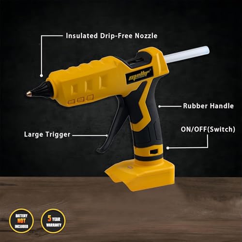 Image of Mellif Cordless Hot Glue Gun Compatible with Dewalt 20V Max Battery | Tool Only, Electric Melt Glue Gun w / 20 0.43 inch Glue Sticks, Full Size, Fast Preheating, High Temp for Arts, Crafts, Decoration
