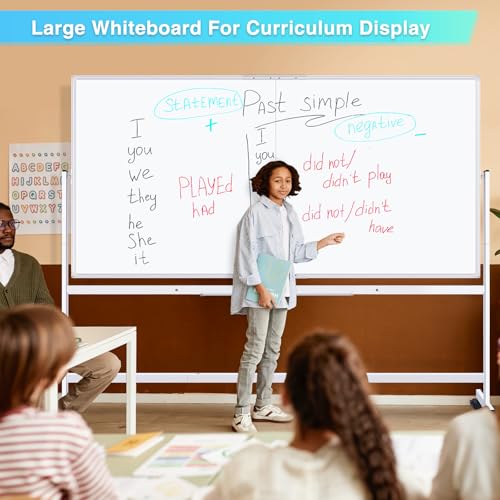 Image of Maxtek Rolling Whiteboard 96 x 48 in, Large Double-Sided Magnetic Standing