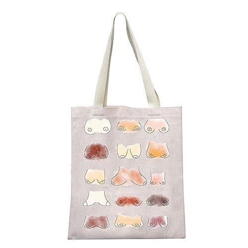 Bolso tote XYANFA para concienciación sobre el cáncer de mama, con mensaje de positividad corporal, igualdad y feminismo miniatura 1