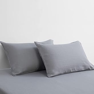 DAPU 100% French Linen Pillowcases of 2 King Size Stone Washed-Ultra Soft, Breathable and Durable (Earl Gray, 20''x40'')
