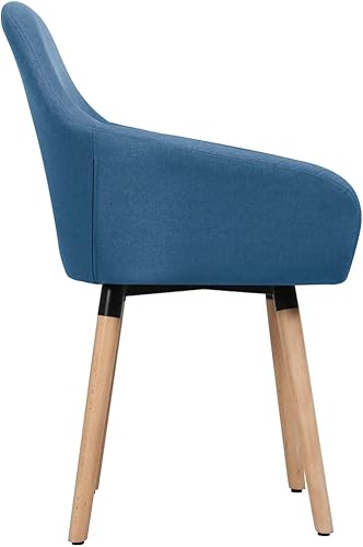 Miniatura 4 de Modern Dining Chairs Set of 2, Blue Polyester Fabric Upholstered Kitchen Chairs, Sturdy Solid Wood Legs for Dining Room, Living Space