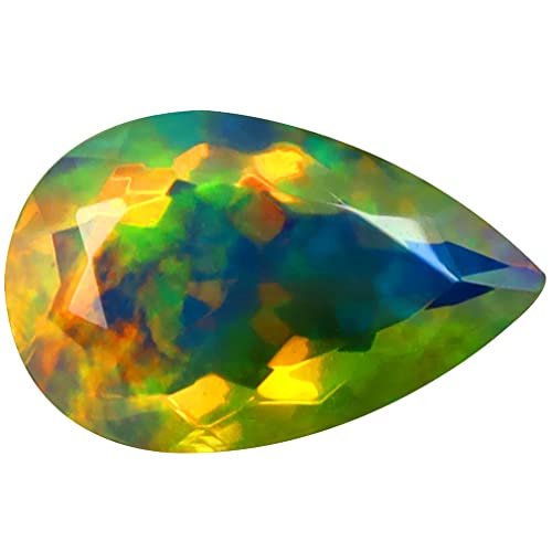 Opale arc-en-ciel éthiopienne de 1.96 ct, une pierre poire d'exception
