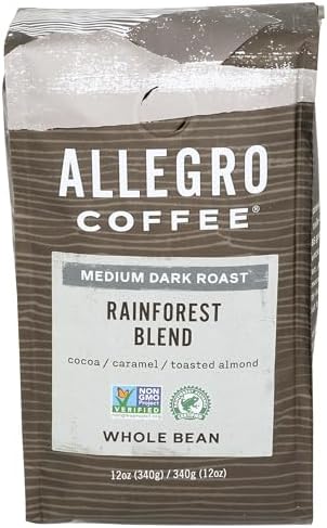 Allegro Coffee Rainforest Blend Whole Bean Coffee, 12 oz
