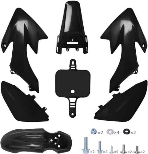 Podoy CRF50 Plastics Kit ABS Body Fender Kit Compatible with CRF50F CRF 50 XR50 SDG SSR 110 125 Coolster 125 Baja DR70 50cc-160cc Pit Dirt Bikes Complete Fairing Set (Black)