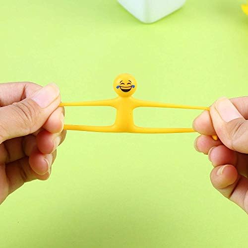 LOAVER 24pcs Rainbow Smiley Springs and 20pcs Yellow Strechy Smiley Men Party Bags Fillers for Kids