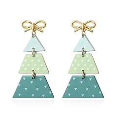 D6:blue christmas tree earrings