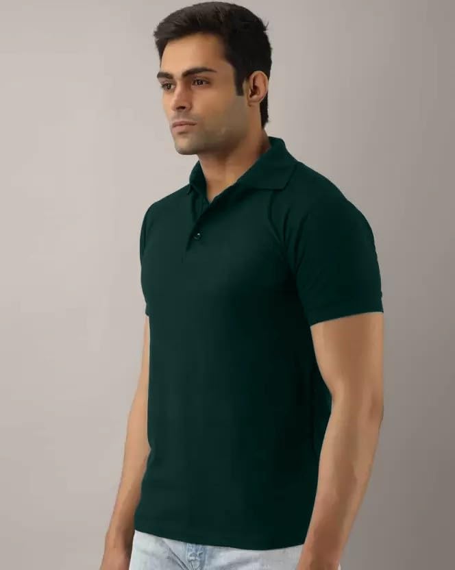 Image of INKKR Men's Polo Neck Half Sleeve Solid T-Shirts