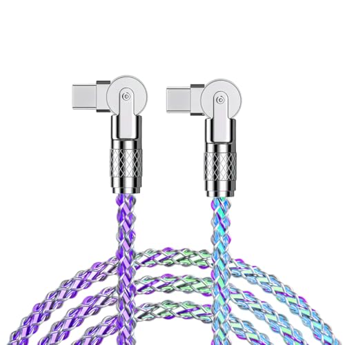 Image of Verilux 60W Type C Cable Fast Charging with RGB Colorful Gradual, 3.3Ft 180 Degree Flexible C Type Charger Cable, 480Mbps Data Transmission USB C for iPhone 17 /17 Pro /17 Pro Max /16 /15, Galaxy S26 /S25