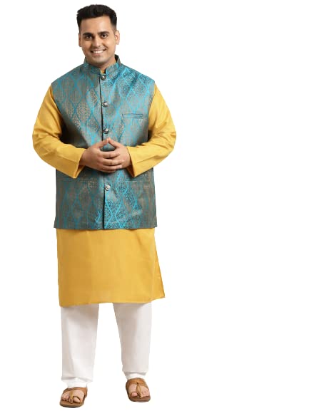 Image of SOJANYA Men Kurta Pyjama With Nehru Jacket