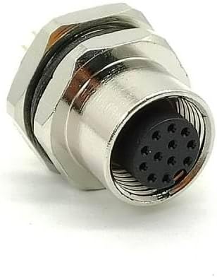 Elecbee 10pcs M12 12 pin Female Connector A-Code Female PCB Mount Receptacle Rear Mounting Type