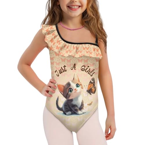 Cute One Piece Bathing Suit for Girls Size 3-14 Casual Summer Ruffle Swimsuits Lightweight One Shoulder Swimming Wear2