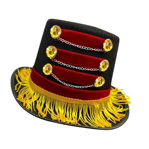 TSMORY Sombrero clásico de magos con borlas de circo, accesorio de disfraz clásico, Como se muestra en la figura, XS-XL