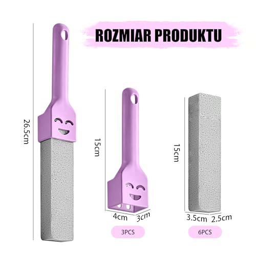 Nadaje się do czyszczenia łazienek, toalet itp. przed świętami Bożego Narodzenia 6 sztuk pumeksu do czyszczenia toalety, 6 sztuk kamieni pumeksowych, 3 uchwyty, skuteczne usuwanie plam z toalety