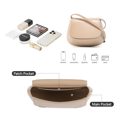 Image of MFFOR Small Crossbody Bags, Leather Purses for Women, Cross Body Purse | Genuine leather, 8.2*3.1*6.2inch, Magnetic clasp, Adjustable strap, Solid color, Sleek design