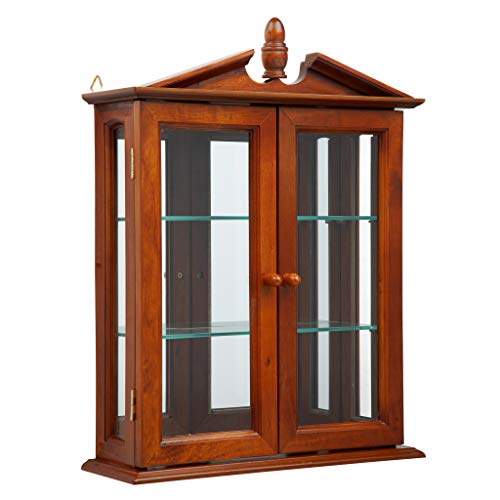 Design Toscano Amesbury Manor Glass Wall Mounted Storage Curio Cabinet, Mahogany #TOP2