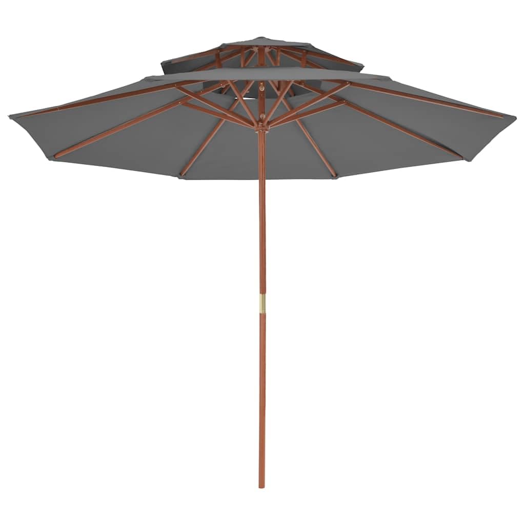 Antracyt parasol 270 cm z drewnianym kijem