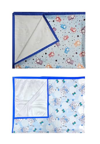 Image of EcoSoft Plastic Sheet,PVC Sheet for Kids,Rubber Sheet for Babies,Bed Wetting Protector(90 x 135 cm) (Blue Bear & Blue STARBEAR)