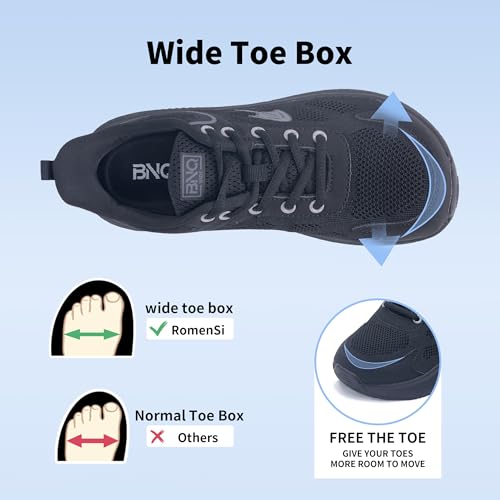 RomenSi Wide Toe Box Shoes Women Walking Tennis with Arch Support Orthotic Sneakers for Plantar Fasciitis US 6-112